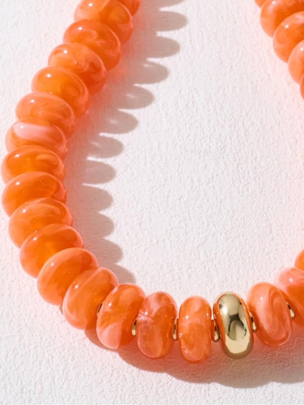 Tangerine Bright Orange Beaded Necklace - Picture 2 of 3